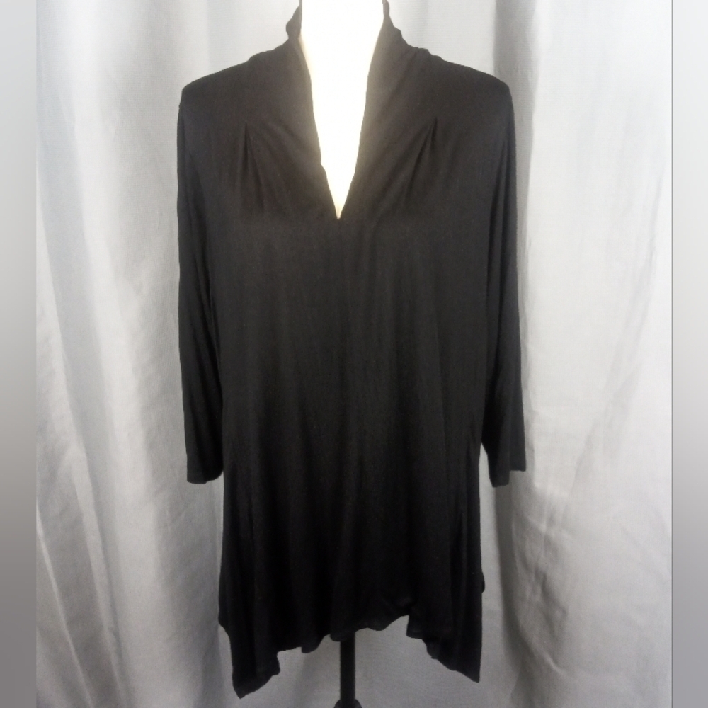Cable & Gauge black 3/4 length sleeve blouse, size 1X